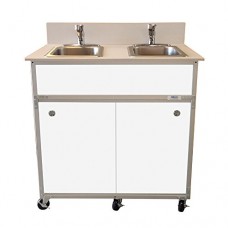 Monsam NS-002 NSF Certified Two Bowl Hand Washing Self Contained Sink  White - B00G6SLHJI
